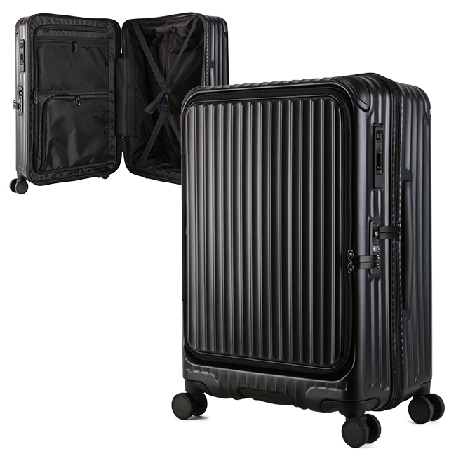 最大40% 5/25限定 2年保証 カーゴ スーツケース Mサイズ 軽量 60L 中型 フロントオー...