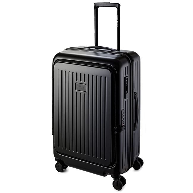 タケオキクチ スーツケース Mサイズ 65L/70.8L 拡張 軽量 フロントドア ブックオープン ストッパー シティブラック TAKEO KIKUCHI CTY004A
