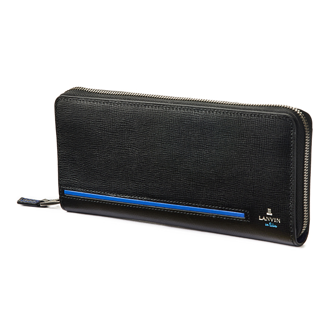 未使用級　LANVINenblue ランバンオンブルー　長財布　革　青　ブルー ランバンオンブルー 長財布 ラウンドファスナー レディース