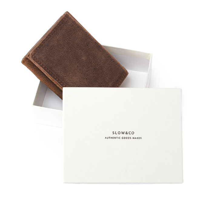 美品・箱付 SLOW & CO コンパクトウォレット 三つ折り レザー