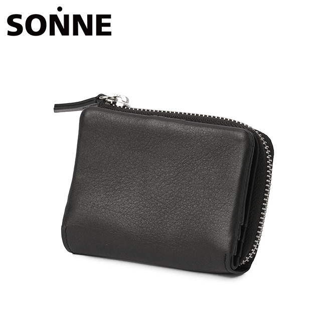 新品 SONNE 財布 ソフター レザーコンパクトウォレット ブラック SONNE 最大51% 8/10限定 ゾンネ ミニ財布 メンズ レディース