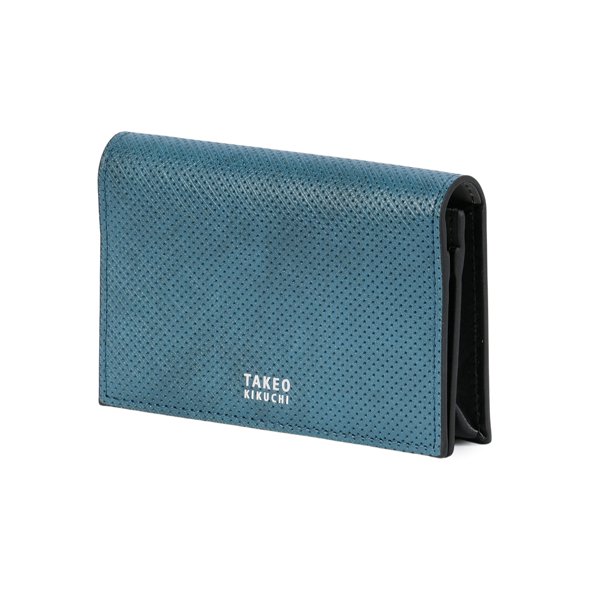 【新品】タケオキクチ　名刺入れ　カードケース　牛革　ブルー　14300円から半額 TAKEO KIKUCHI タケオキクチ 名刺入れ メンズ ブランド レザー
