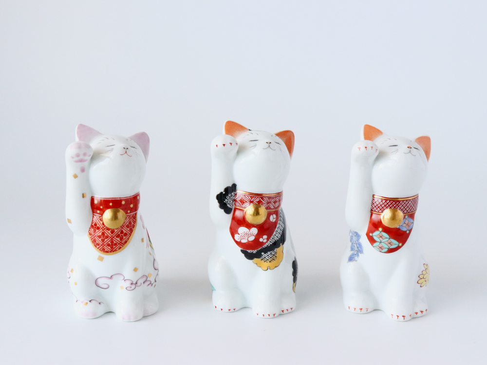 賞美堂 有田焼 招福猫 miw みゅう 子 なでしこ 椿 菊 s-1443 s-1445 s