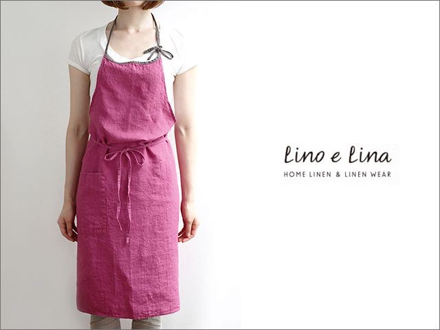 Lino e Lina（リーノエリーナ） フルエプロン ミラ・マゼンタ : 雑貨の