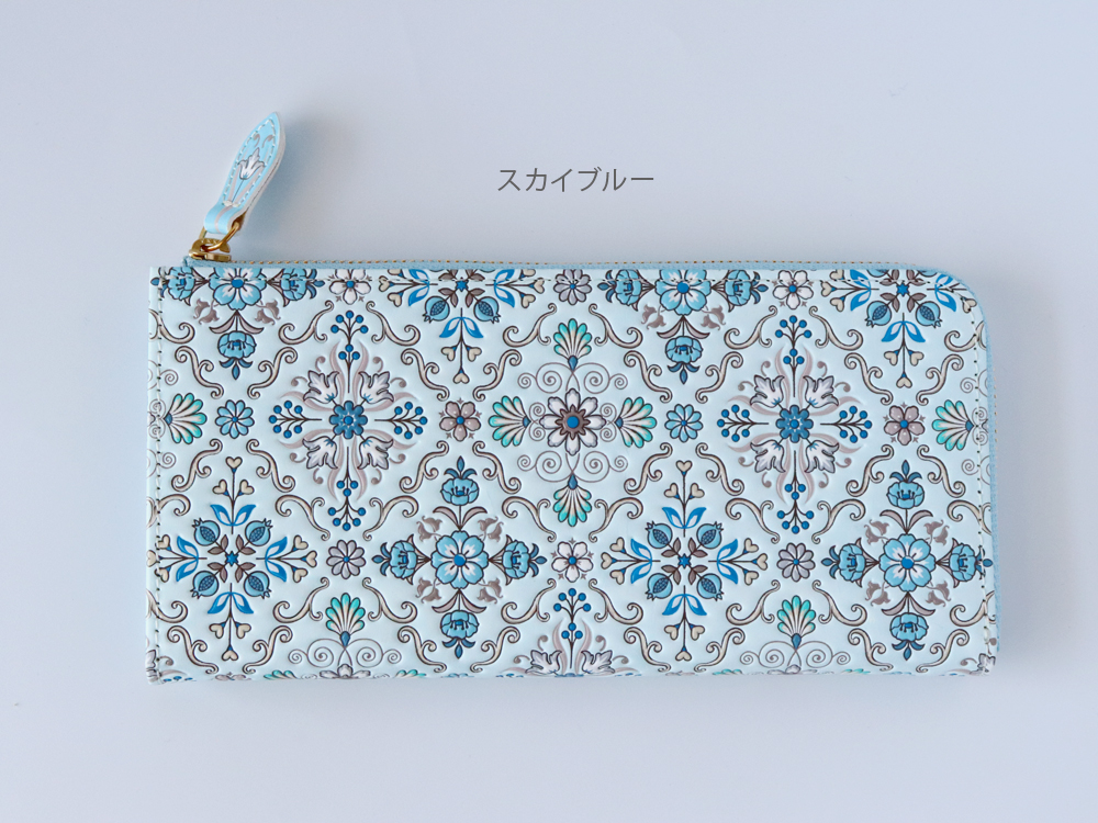 浅草文庫 シルクロードL字長財布 文庫革 型友禅 手描き友禅 : 雑貨のお