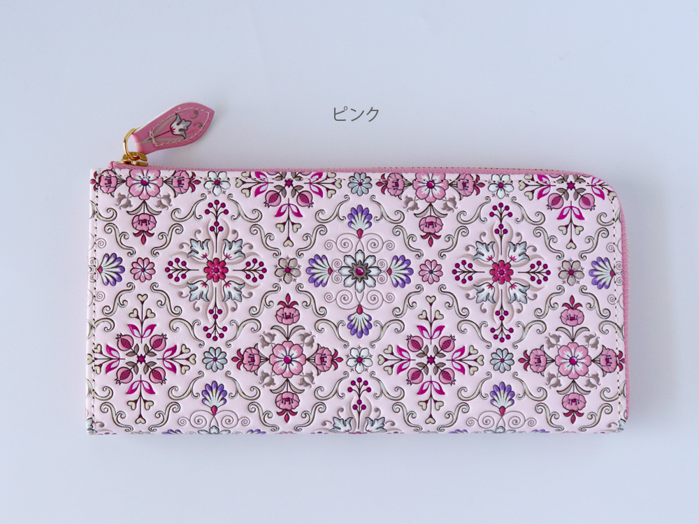 浅草文庫 シルクロードL字長財布 文庫革 型友禅 手描き友禅 : 雑貨のお
