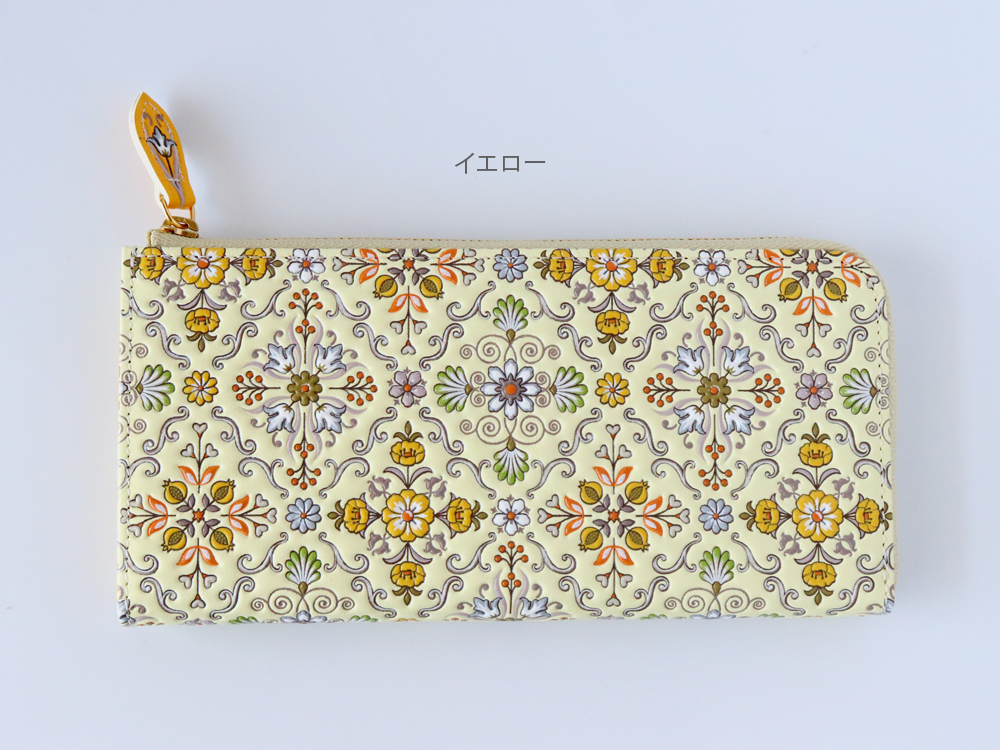 浅草文庫 シルクロードL字長財布 文庫革 型友禅 手描き友禅 : 雑貨のお