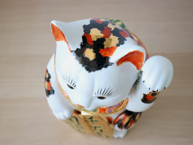 九谷焼 10号 小判 招き猫 金三毛 ( 布団付 ) : 雑貨のお店セレクト