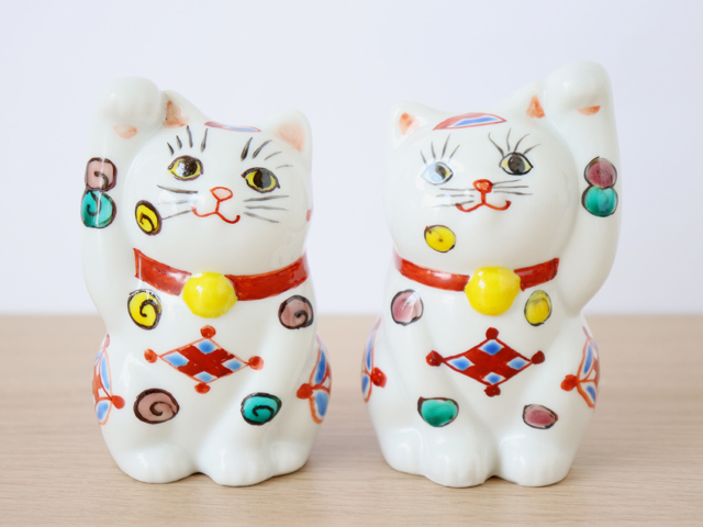 九谷焼 3号 招き猫 青九谷 ( 右手 ・ 左手 ) : 雑貨のお店