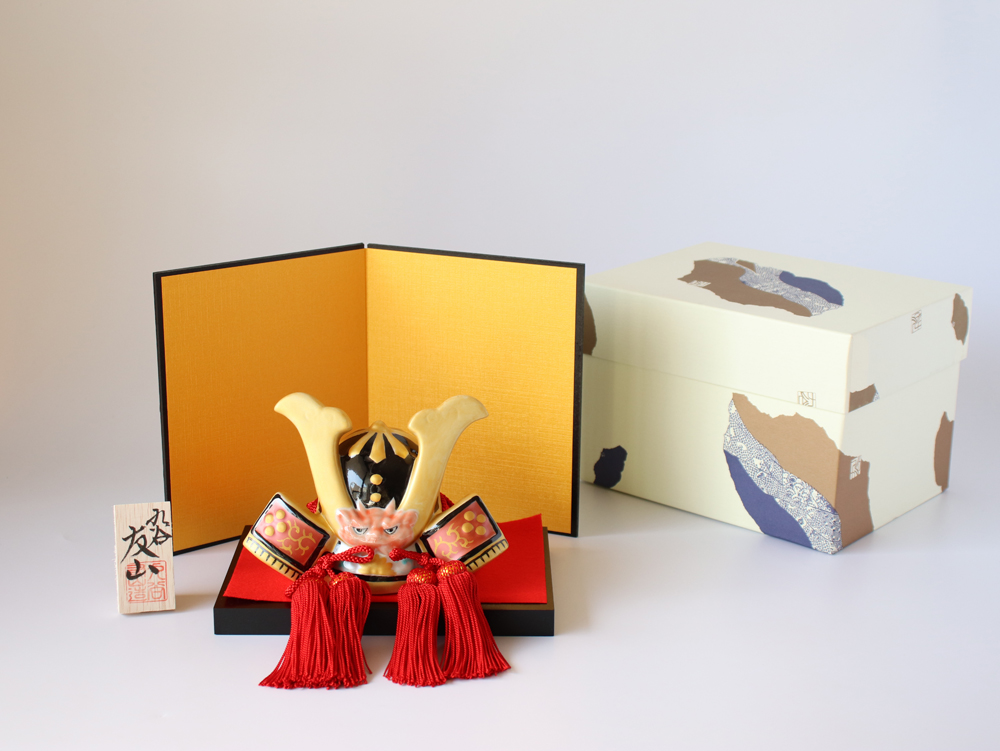 九谷焼 5号兜 金彩 五月人形 コンパクト おしゃれ 陶器 兜飾り 初節句