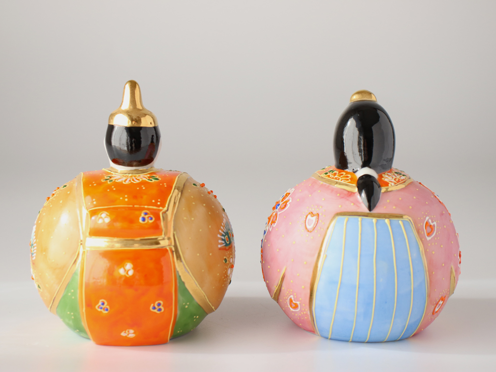 九谷焼 3号玉雛人形 盛 親王飾り コンパクト おしゃれ 平飾り 二人飾り