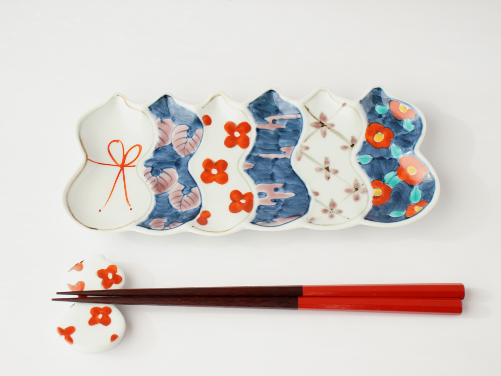 六瓢皿 伊万里ひょうたん 徳永製陶所 徳七窯 21cm 電子レンジ 食洗器