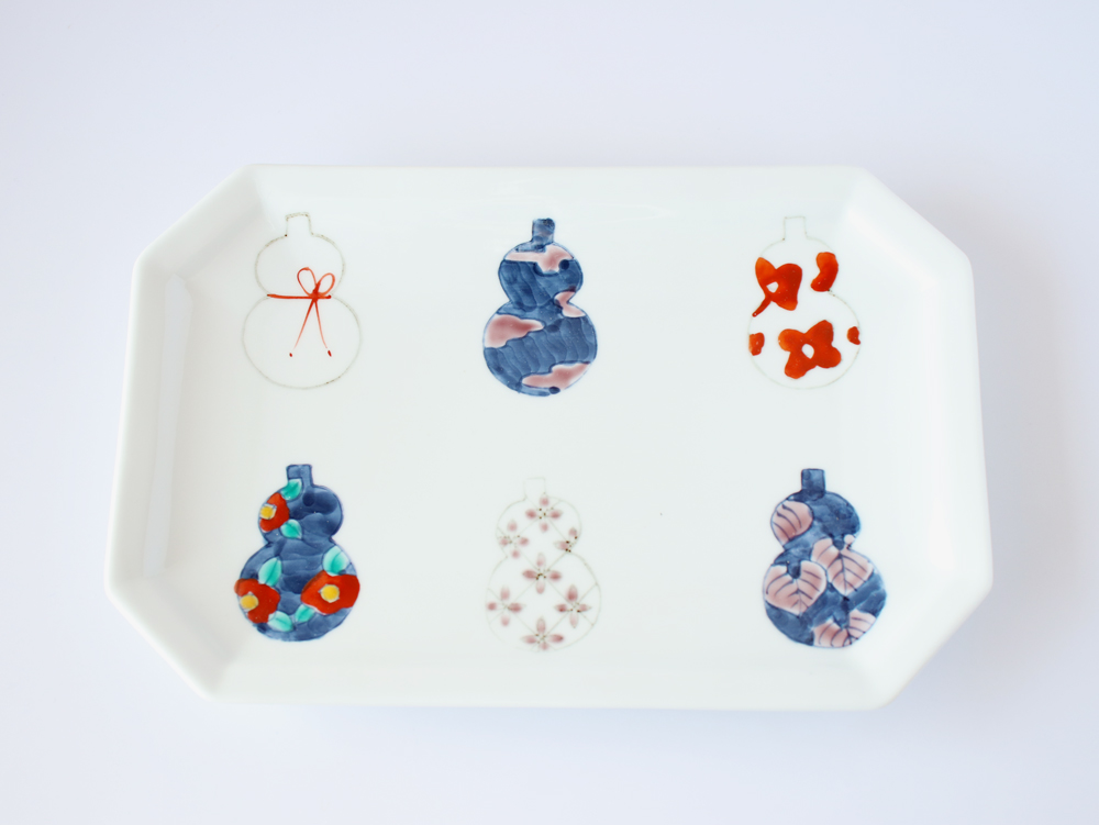 伊万里ひょうたん 八角長皿 徳七窯 徳永製陶所 伊万里焼 瓢箪 お祝い