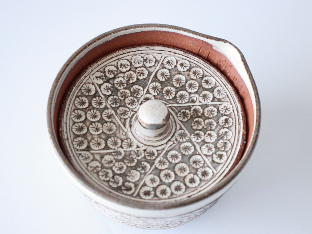 陶酔　清水焼　3点セット❷ Motozo Kameoka Flower Engraved Carving Kyusu Teapot 亀岡素三