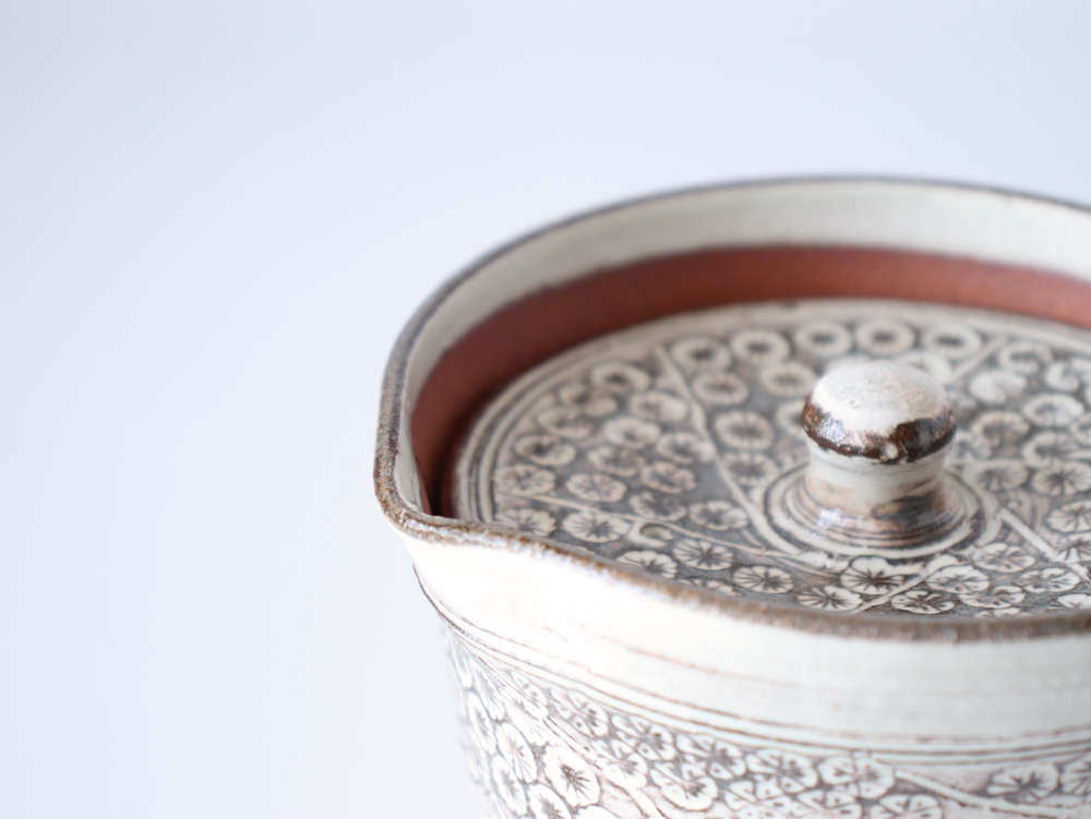 西川貞三郎商店 宝瓶 粉引捻三島 京焼 清水焼 急須 S0295 : 雑貨のお店