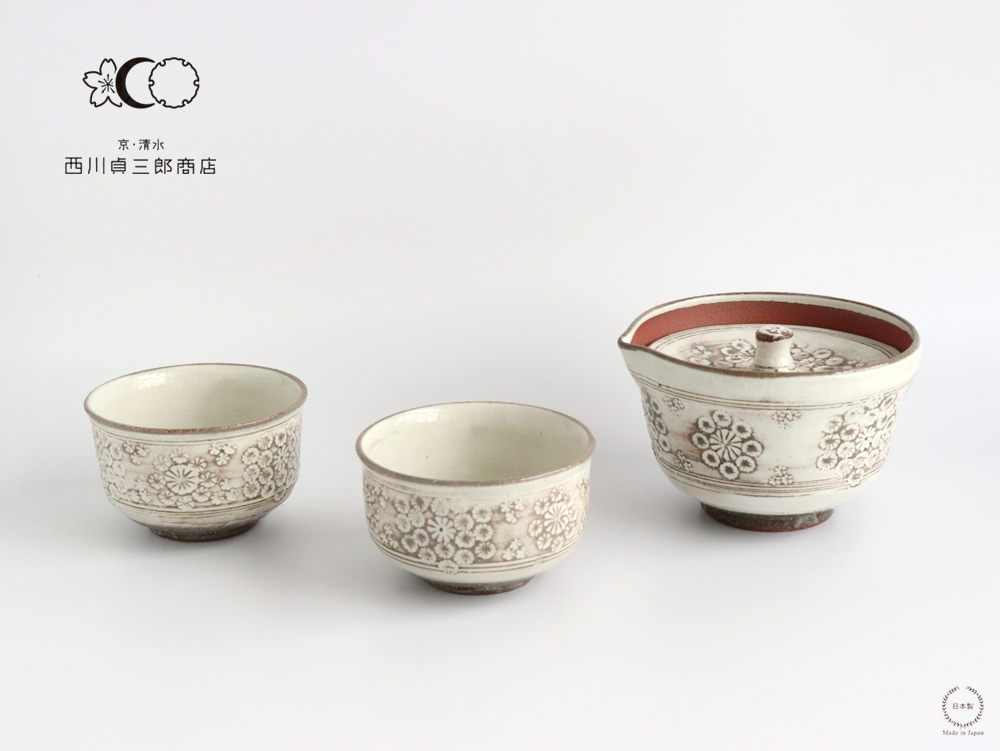 西川貞三郎商店 宝瓶 粉引花三島 京焼 清水焼 S0294 : 雑貨のお店