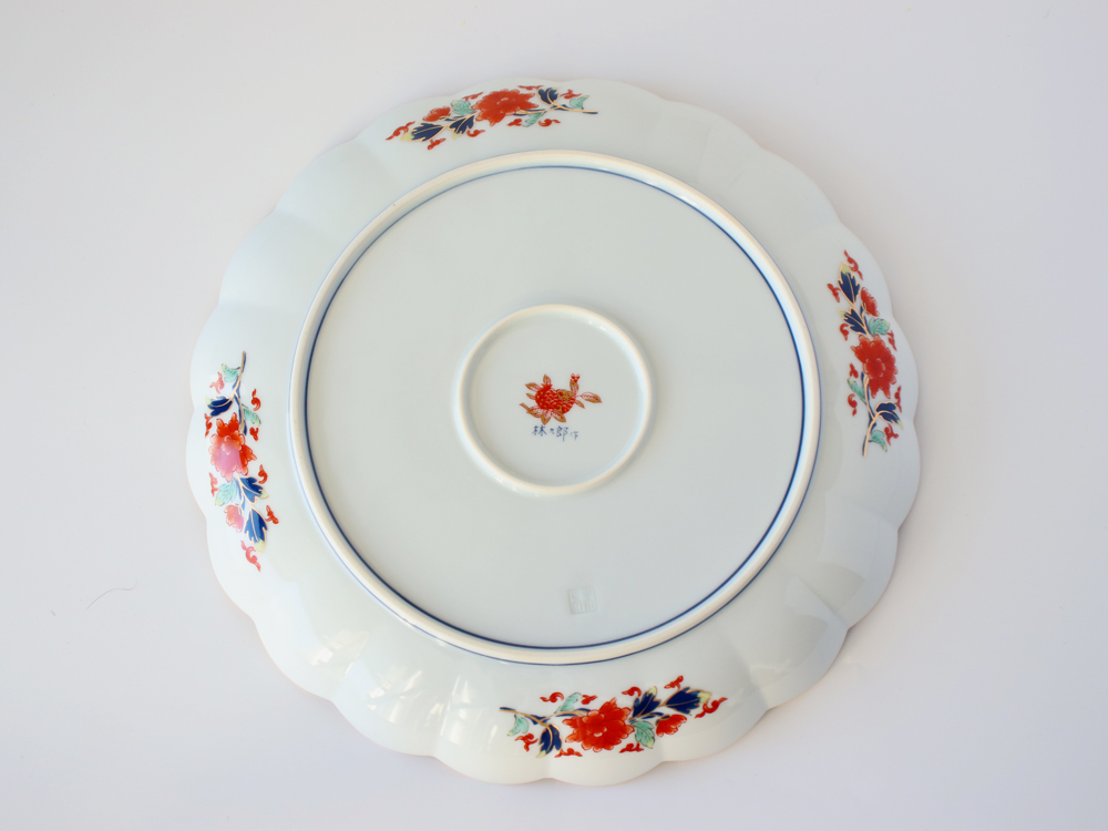 伊万里　染付輪花縁大皿　8枚　24cm　明治〜大正期 最上作品❗️】幕末～明治 古伊万里 金襴手 鉢花の図 18輪花縁