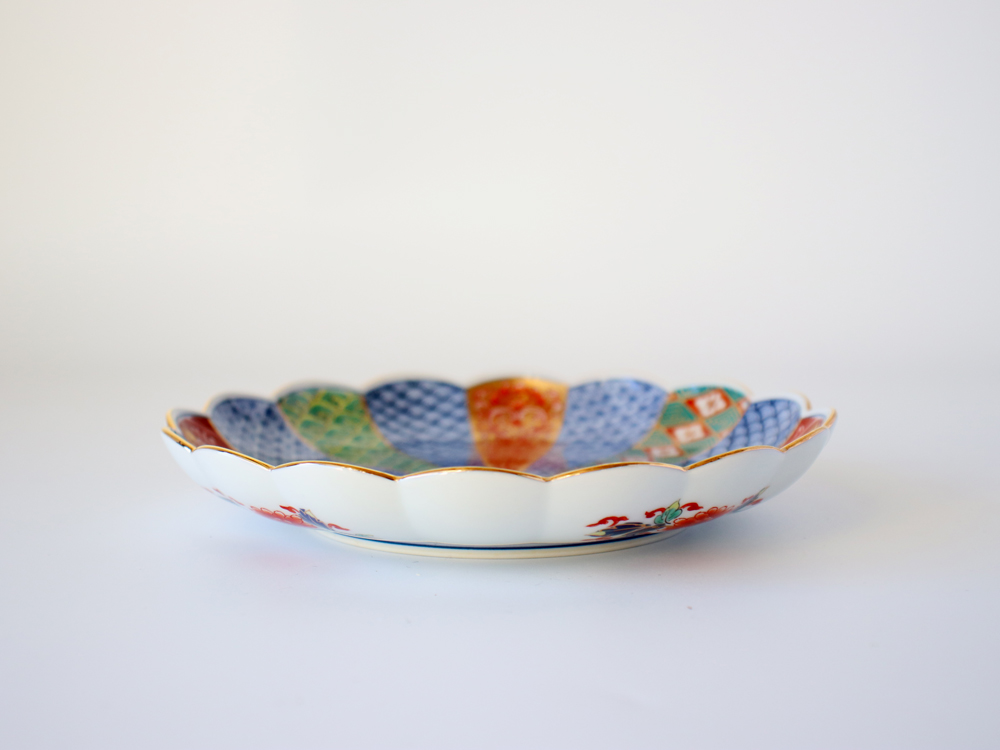 林九郎窯 古伊万里様式 菊割花地紋 プレート16cm 波佐見焼 5号