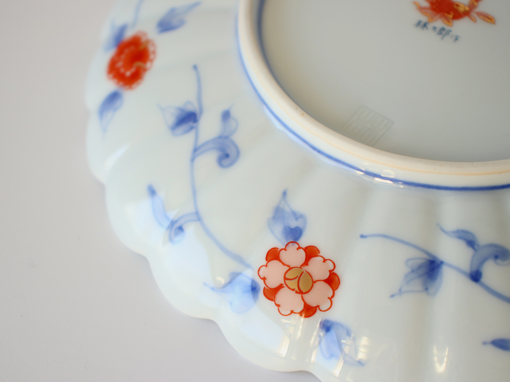 林九郎窯 古伊万里様式 見込菊花紋 プレート19cm 波佐見焼 6号