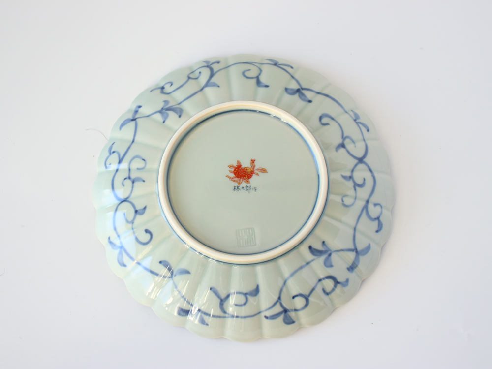 林九郎窯 古伊万里様式 琳派桜樹文 プレート15cm (緑) 波佐見焼 5号