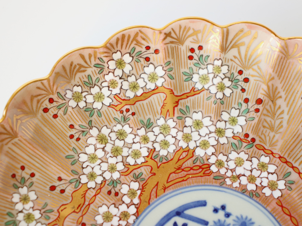 林九郎窯 古伊万里様式 琳派桜樹文 プレート19cm (赤) 波佐見焼 6号