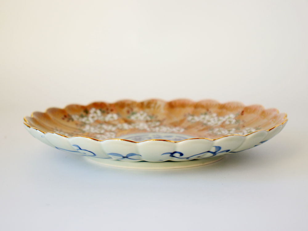 林九郎窯 古伊万里様式 琳派桜樹文 プレート19cm (赤) 波佐見焼 6号