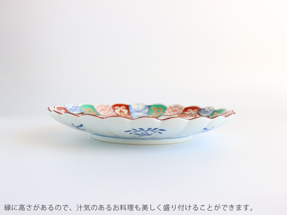 新品箱入4客 林九郎窯 三方割元禄地紋 和皿 古伊万里様式 石丸陶芸 波佐見焼 林九郎窯 古伊万里様式 三方割元禄地紋 和皿 直径19cm 波佐見焼 日本製