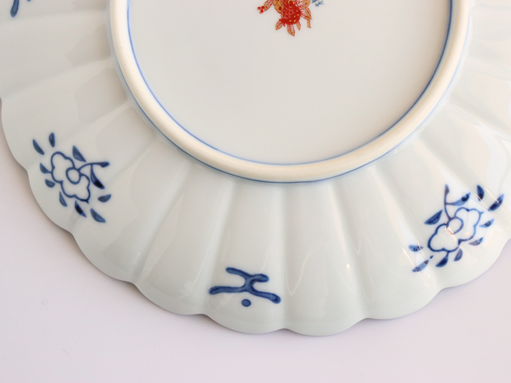 林九郎窯 古伊万里様式 三方割元禄地紋 和皿 直径19cm 波佐見焼 日本製