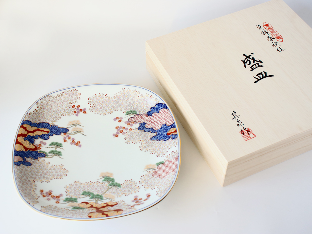 有田焼 賞美堂 春秋文 盛皿 木箱入 S-3032 30cm : 雑貨のお店セレクト