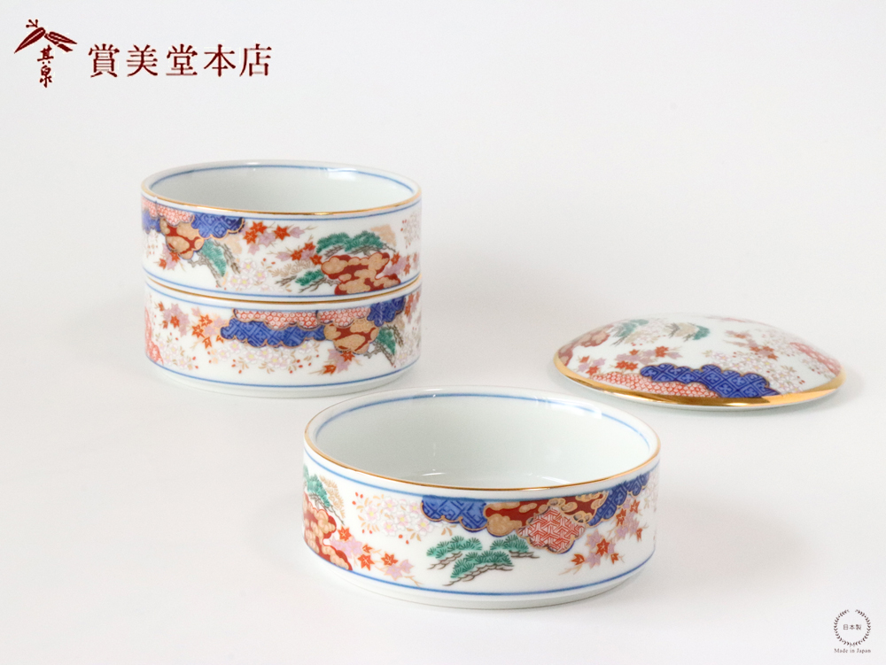 有田焼 賞美堂 春秋文 三段重 S-3045 重箱 : 雑貨のお店セレクト