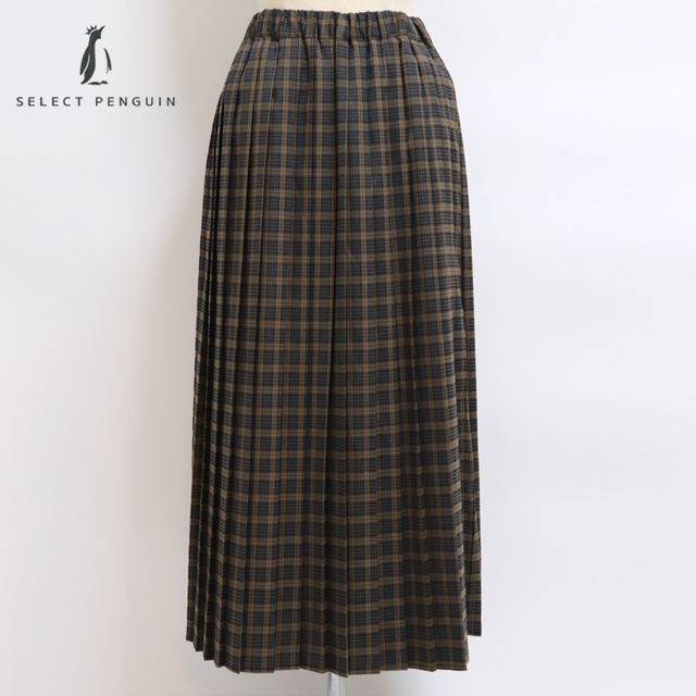 SOSOTTO 千鳥柄 タータン切替 プリーツスカート ロング丈 ソソット