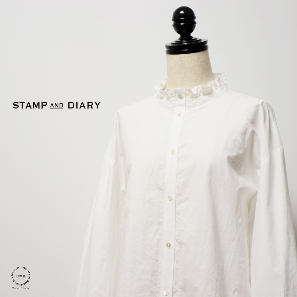 スタンプアンドダイアリー フリルブラウス sdc303ea47b 中ストライプ 綿100% シャツ レディース STAMP AND DIARY スタンプアンドダイアリー フリルブラウス