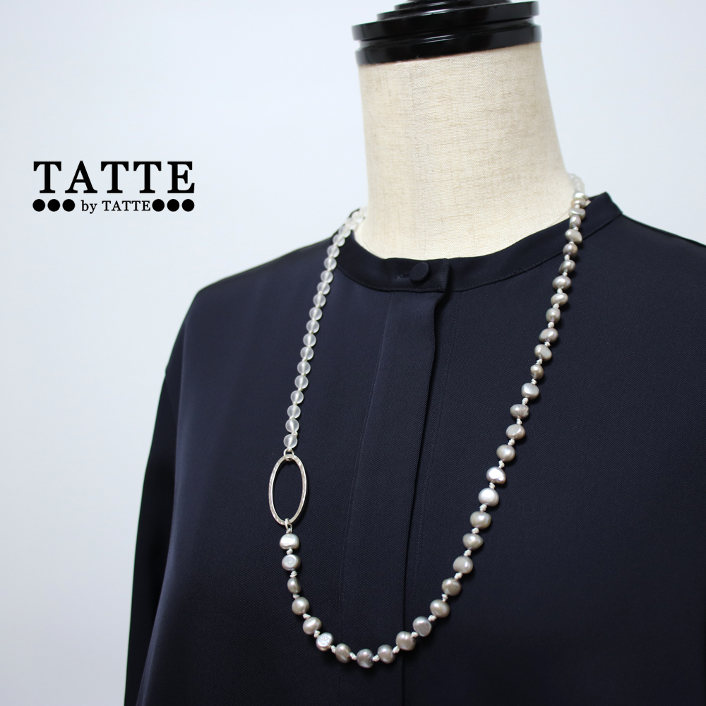 Tar Tar　2way ネックレス　グラスコード　ガーネット　天然石 タッテバイタッテ グラスホルダー 淡水パール（染色）×エンジェル