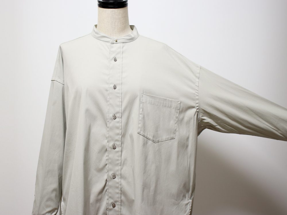 【美品】TICCA ティッカ　ノーカラーシャツワンピース　カーキ　ウール TICCA (ティッカ) ノーカラーワンピース