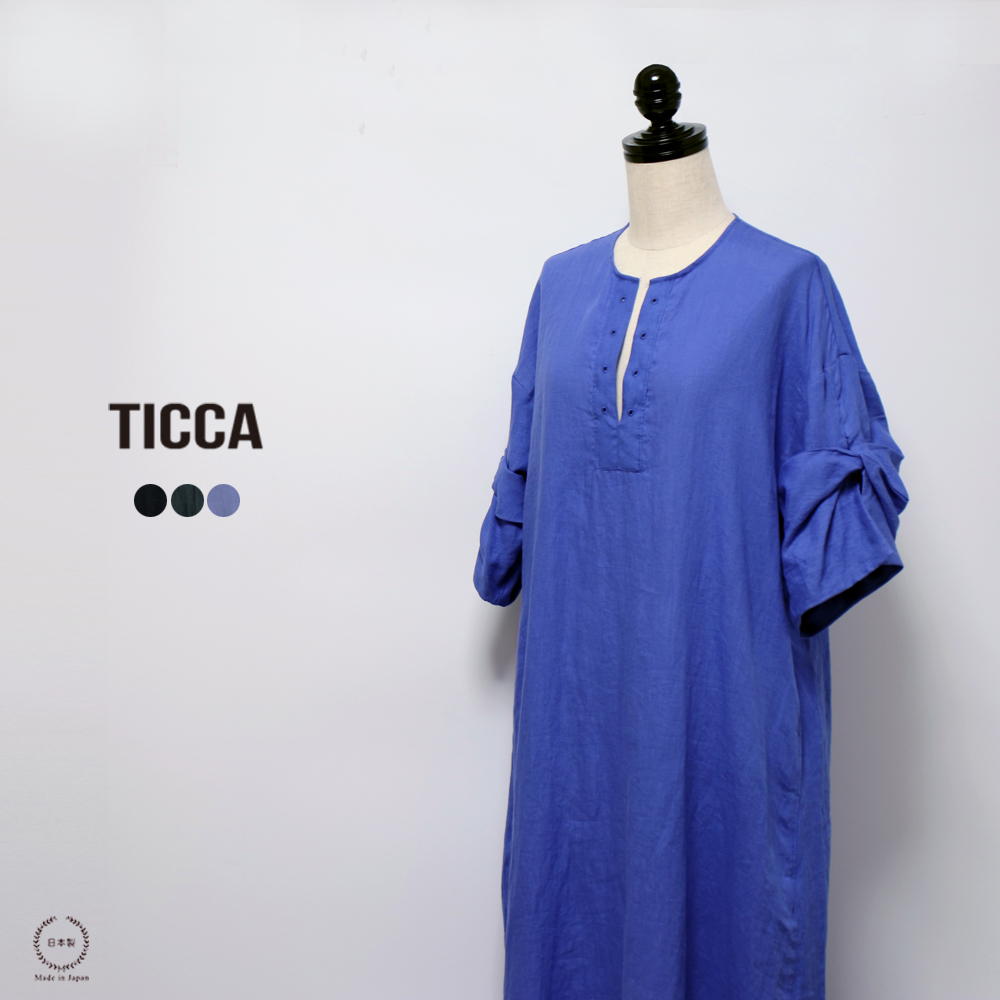 TICCA ツイストスリーブワンピース tbds-413 ティッカ 国産リネン100% : ticca-046 : 雑貨のお店セレクト・ペンギン -  通販 - Yahoo!ショッピング