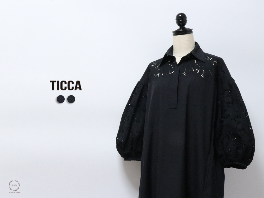 TICCA（ティッカ） フラワーレース パフスリーブ ワンピース tbes-114