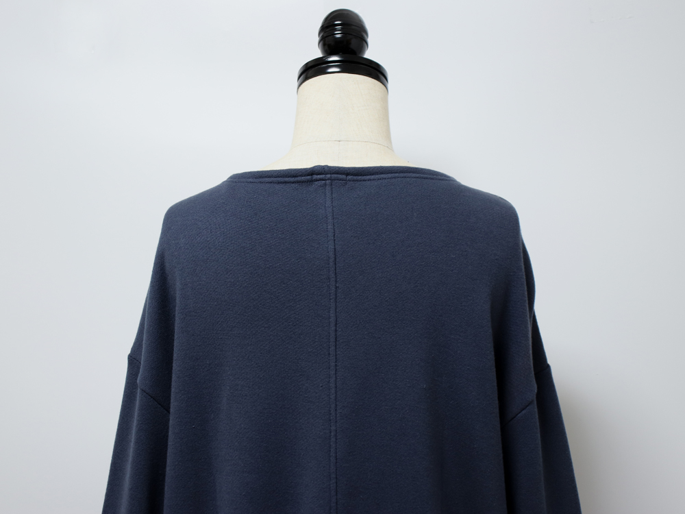 yohaku 余白 メリノウール裏毛 ボートネックワンピース d-0037 ブルー