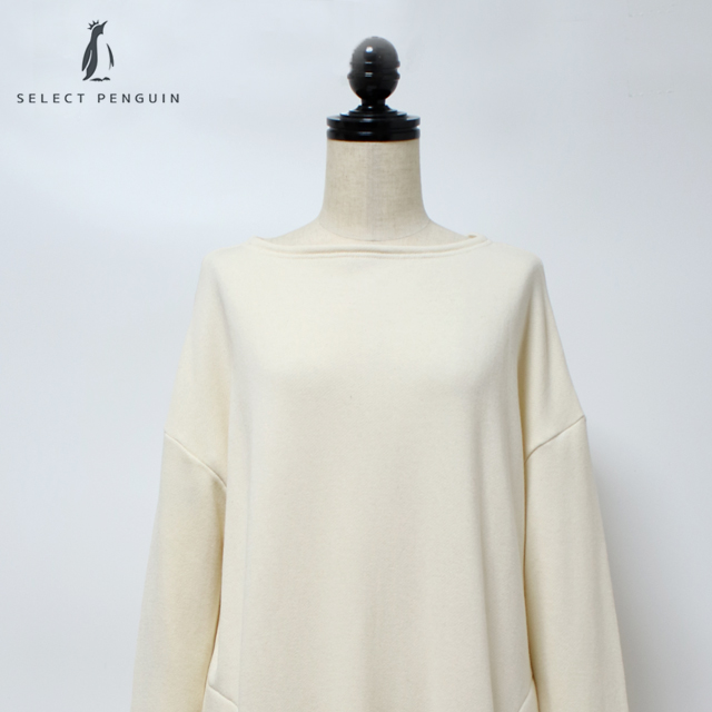 yohaku 余白 メリノウール裏毛 ボートネックワンピース d-0037 ブルー