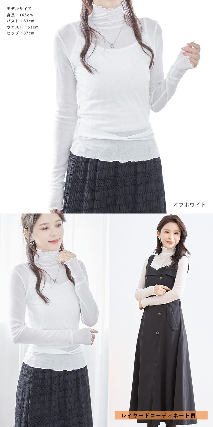 シアー ブラウス トップス Tシャツ シャツ メロウ フリル ハイネック