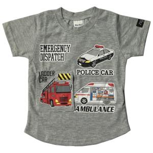 働く車 Tシャツ しかけTシャツ 100 110 120 130 キッズ 消防車 救急車 パトカー ...