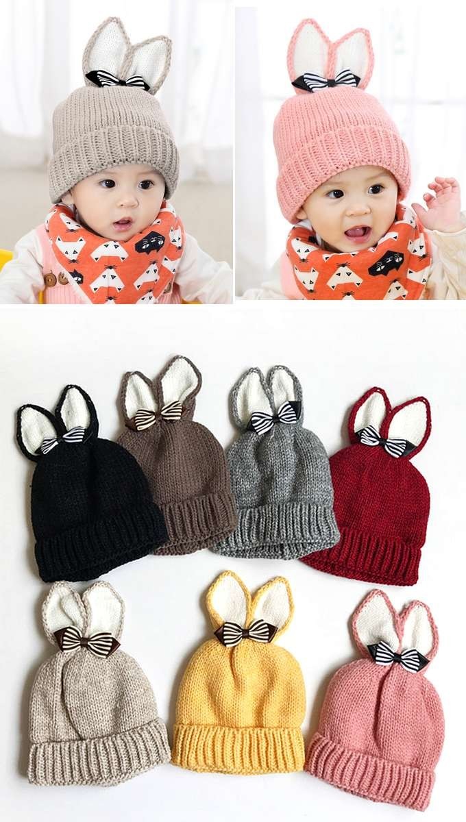 帽子 キッズ ベビー セール 冬 裏起毛 ニット帽子 うさ耳 かわいい khb