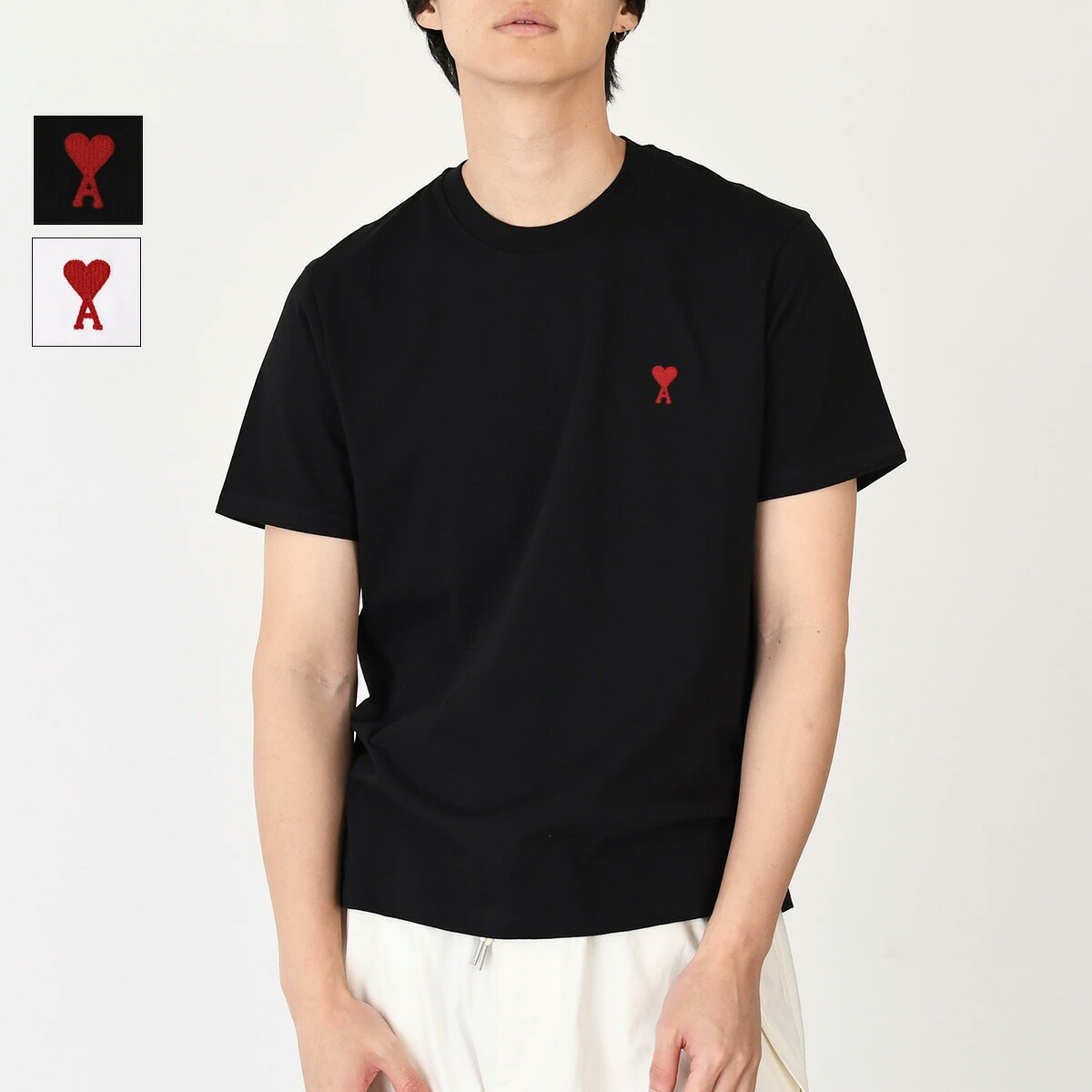 amiparis Tシャツ AMI PARIS アミパリス コットン ハートロゴ刺繍 Tシャツ男女共用 (AMI