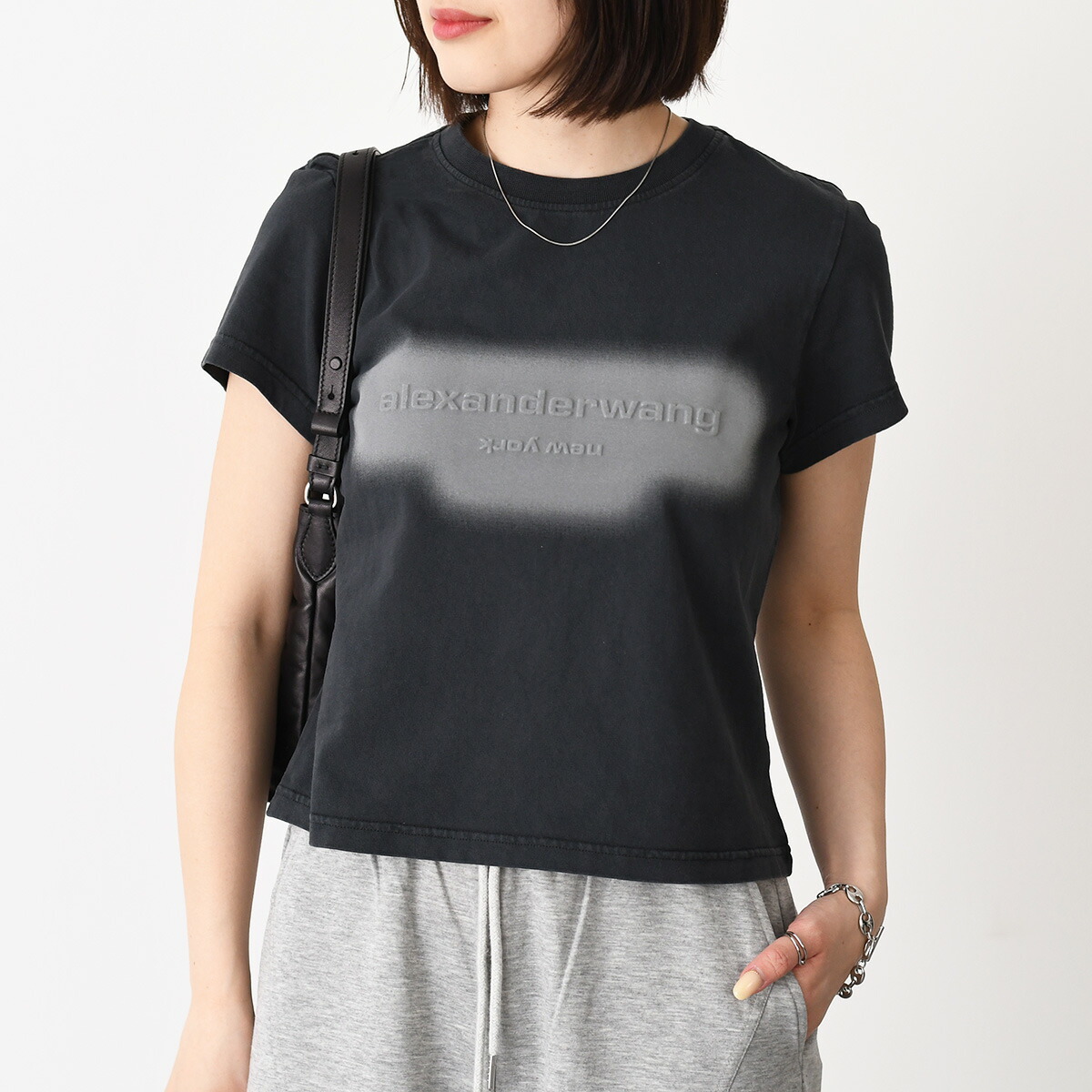alexanderwang.t ブラック 半袖Tシャツ alexanderwang（アレキサンダー・ワン） Tシャツ パフロゴ コットン
