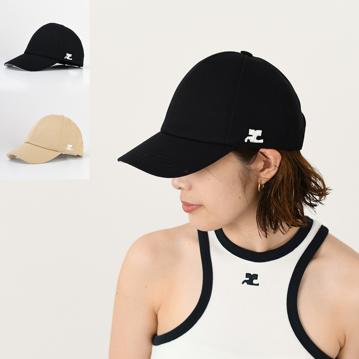 COURREGES シグネチャー ロゴ コットン キャップ Courreges - Courreges コットン キャップ クレージュ ロゴ