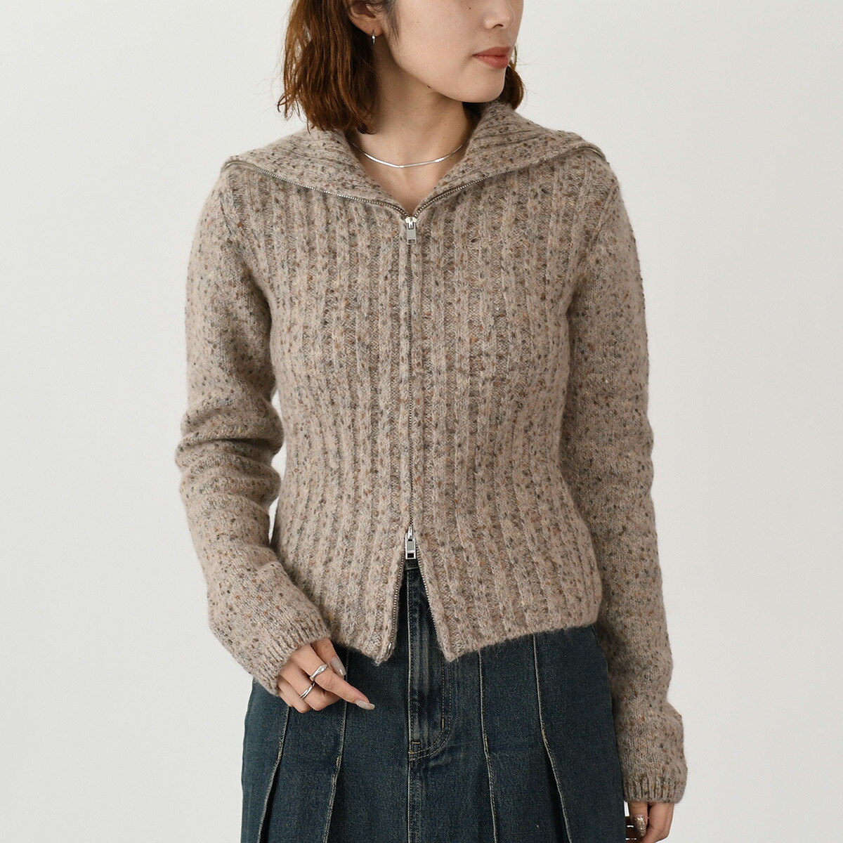 GANNI（ガニー） カーディガン トップス ALPACA COTTON MIX HIGHNECK