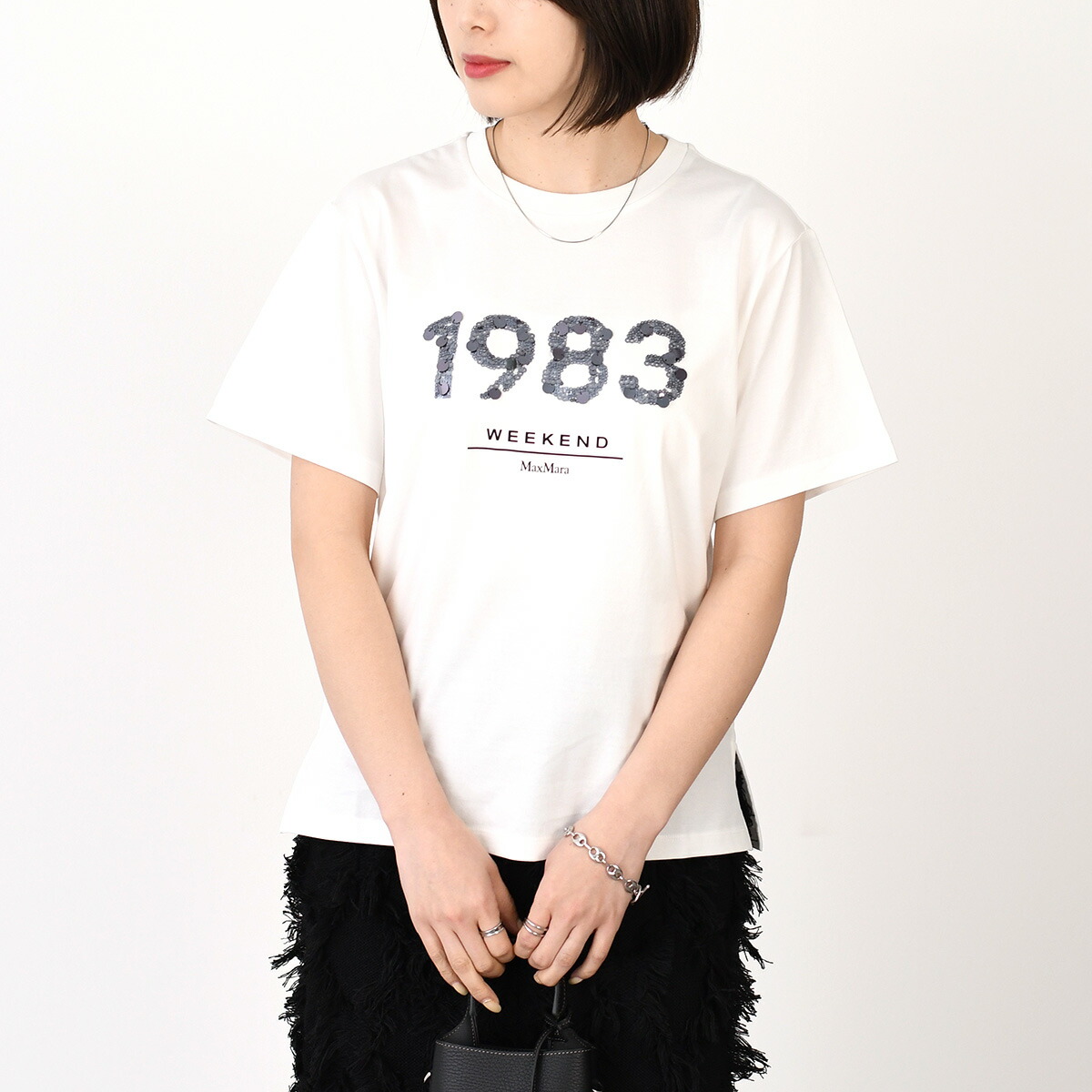 ⭐︎美品⭐︎S Max Mara ポケットロゴ刺繍 ホワイト Tシャツ Mサイズ Max Mara（マックスマーラ） トップス PAPAIA1 ポケット付きコットンT