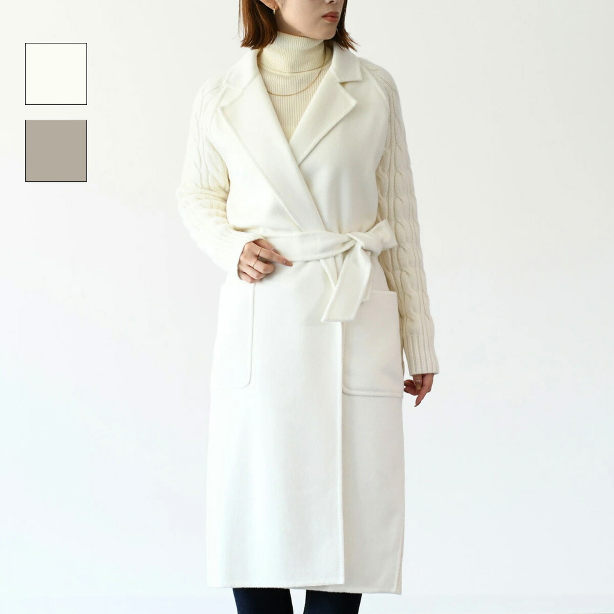 MaxMara■マックスマーラカシミア100％ラップコート■白タグ34 Max Mara - 極美品 マックスマーラ Max Mara ラップコート