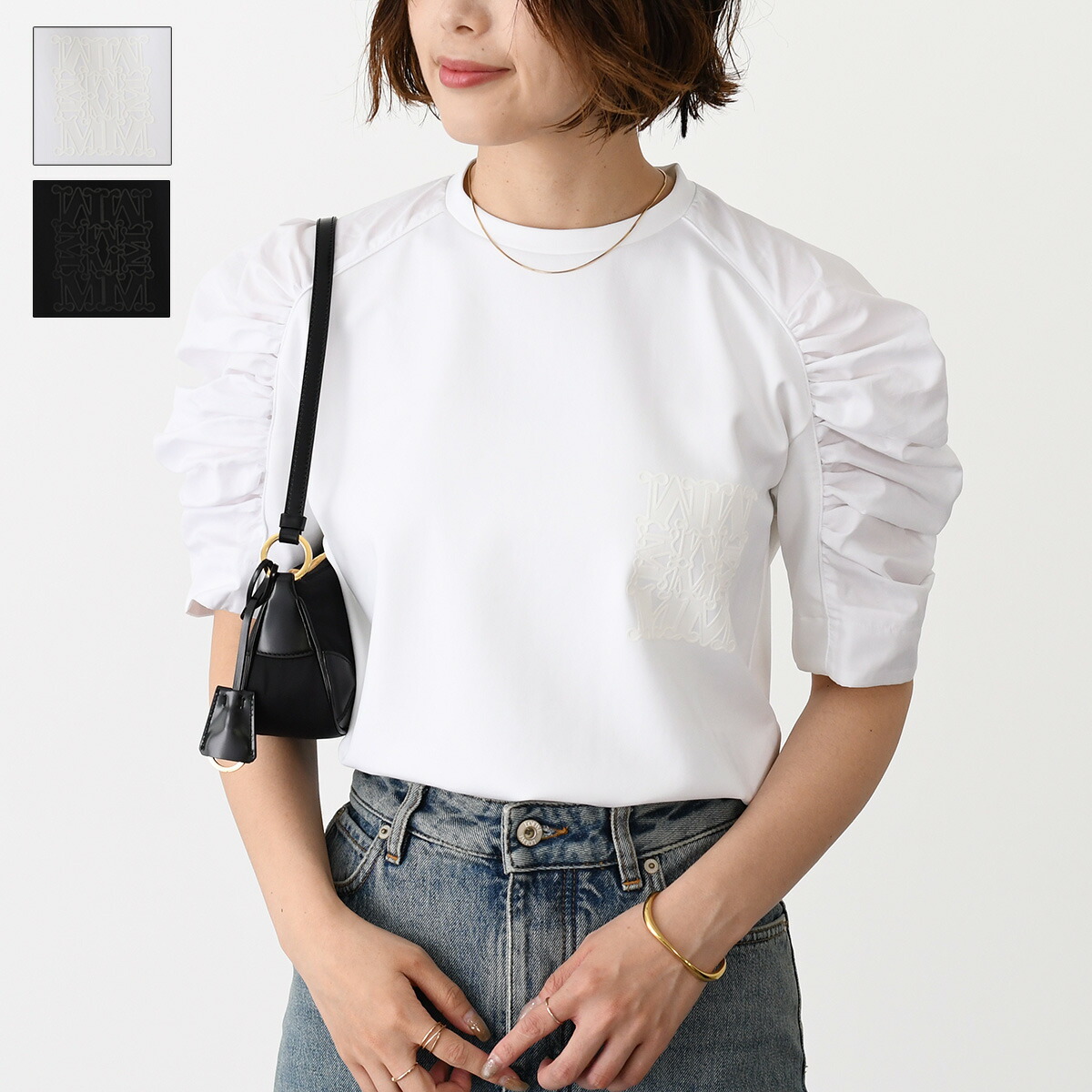 ＊Max Mara＊Nunzio 刺繍ポケット付きジャージーTシャツ Jersey T-shirt with embroidered pocket, white | 
