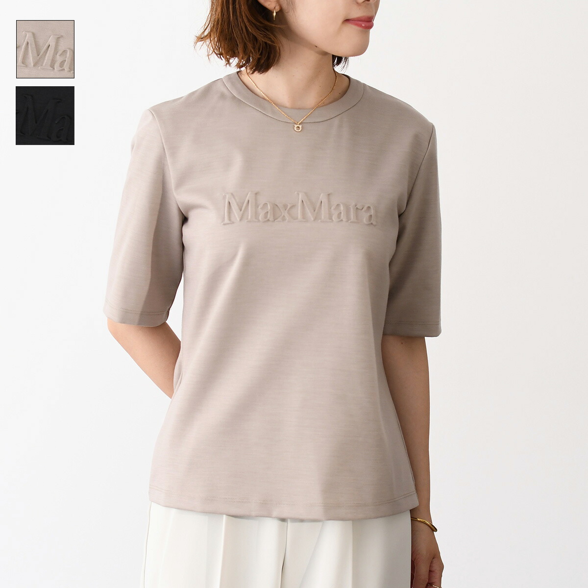 S Max Mara マックスマーラー ニットトップス FELICIA 2519361021600 フェリチア レディース グレー ウール カシミヤ ジャカード クルーネック 半袖 春 夏 S MAXMARA Max Mara マックスマーラー ニットトップス FELICIA