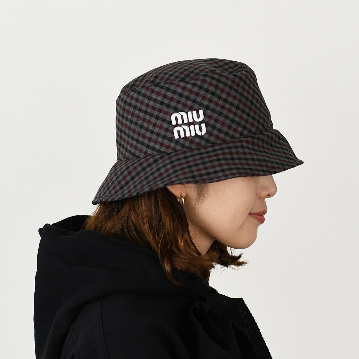 MIU MIU フロントロゴバケットハット　千鳥柄 楽天市場】MIUMIU ミュウミュウ バケットハット 5HC196 2F87